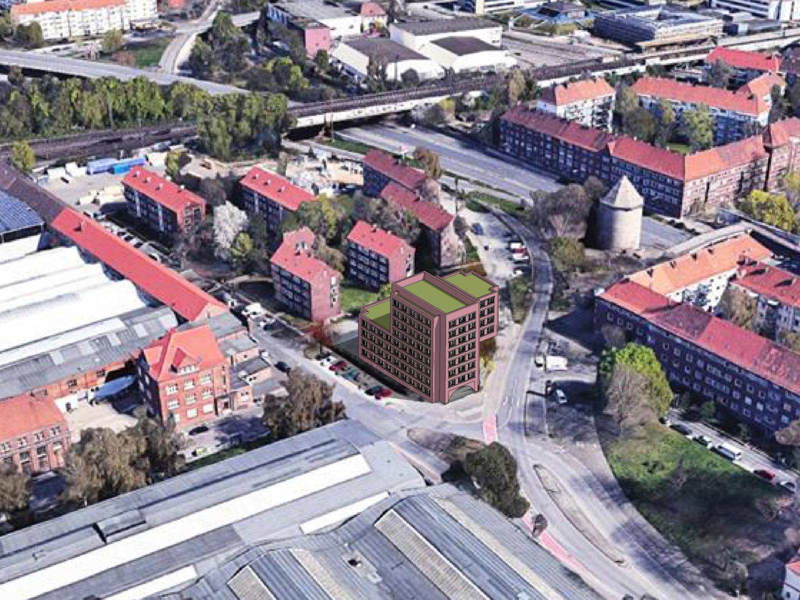 Visualisierung eines Wohngebäudes.